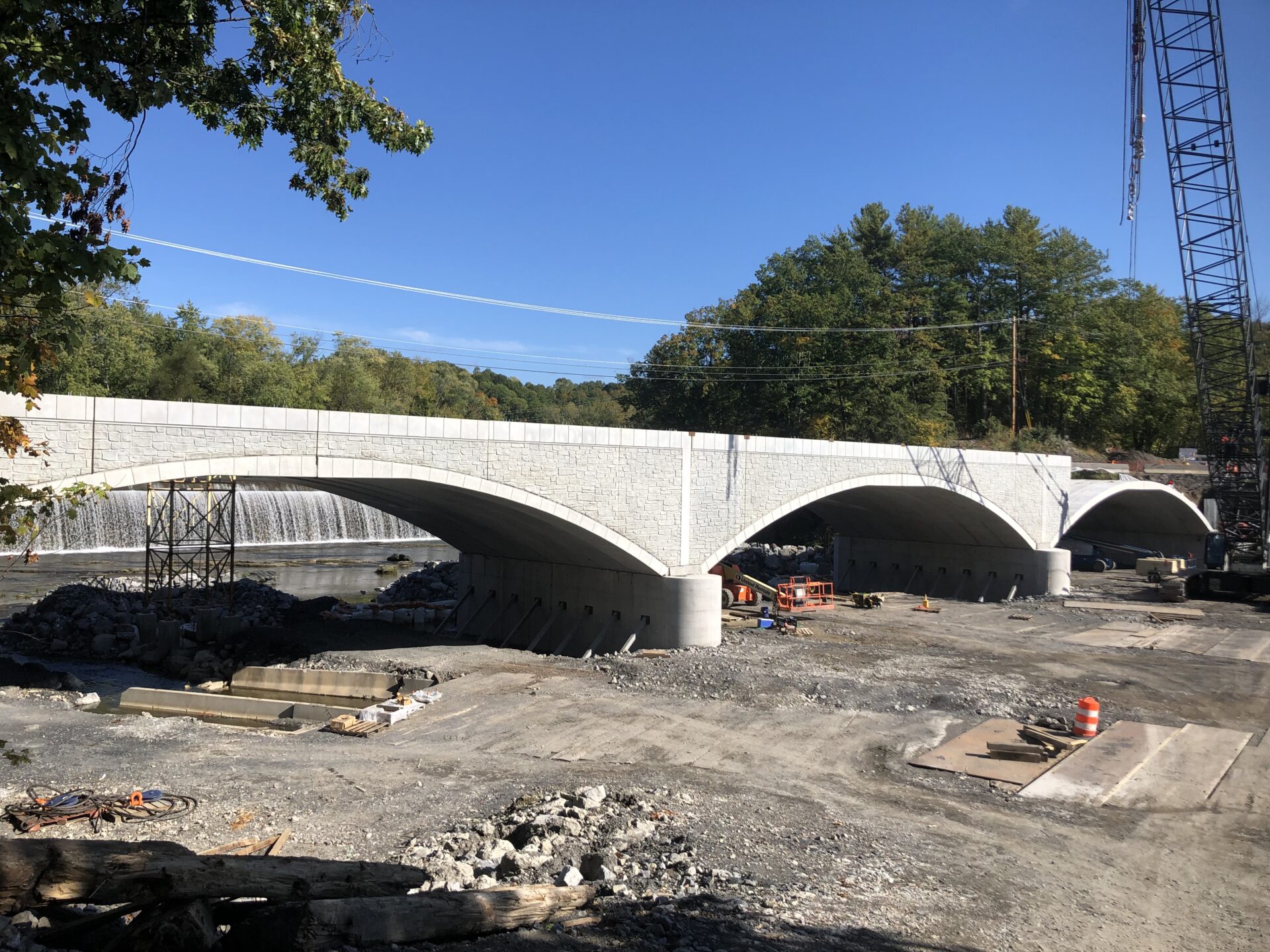 Precast Arch Bridge under construction over dry river bed