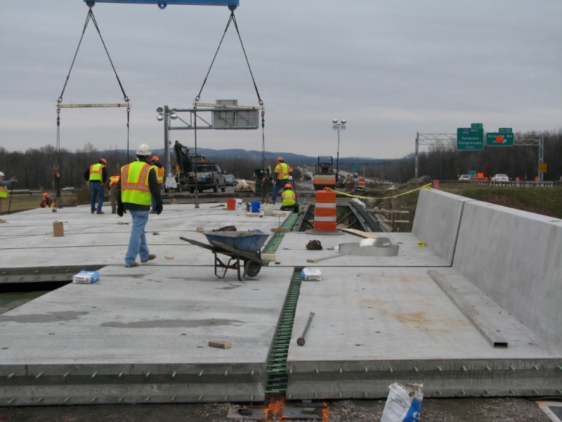 Precast Deck Panels being lowered in