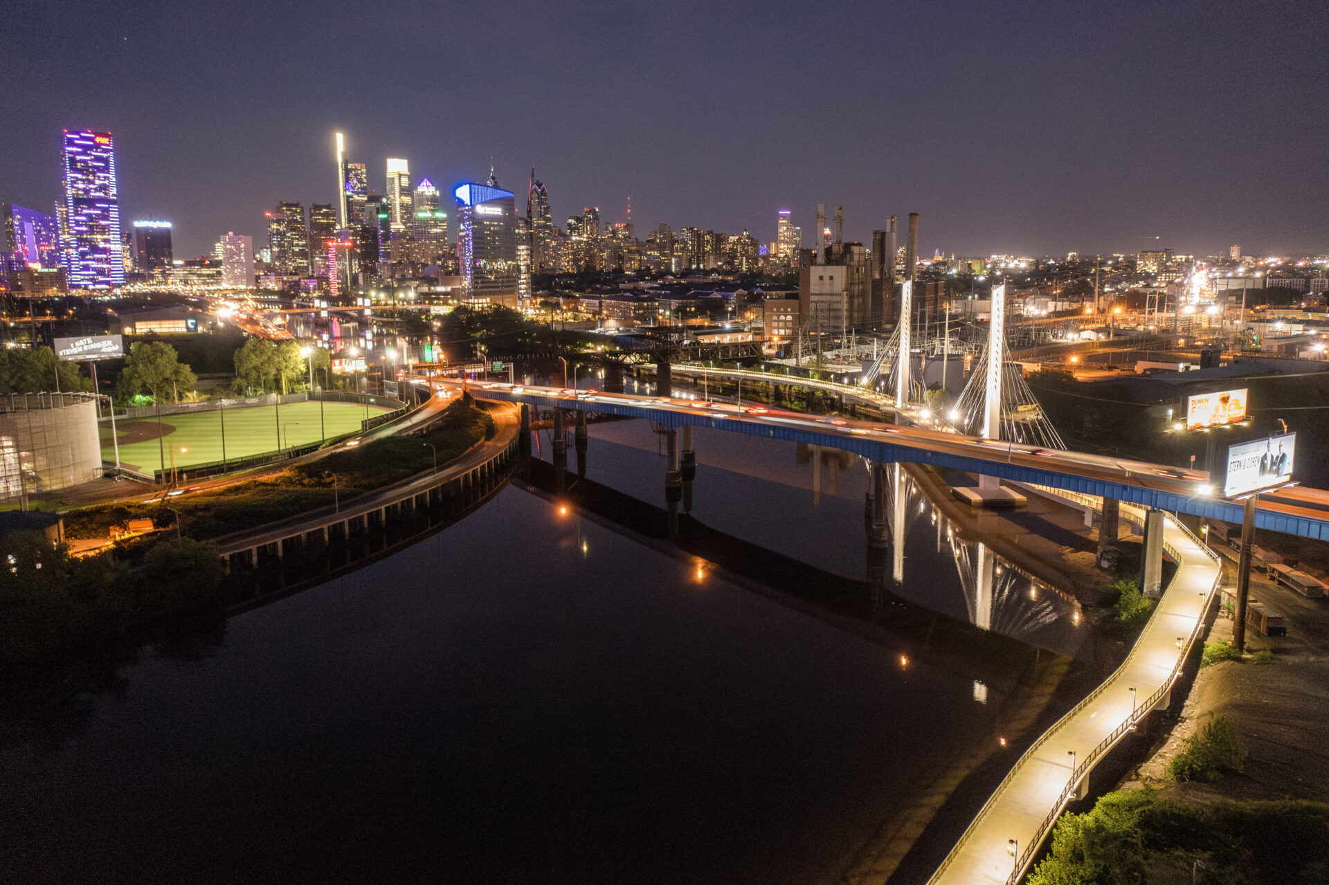 Curved precast concrete girders were used for the Schuylkill River Bridge Trail