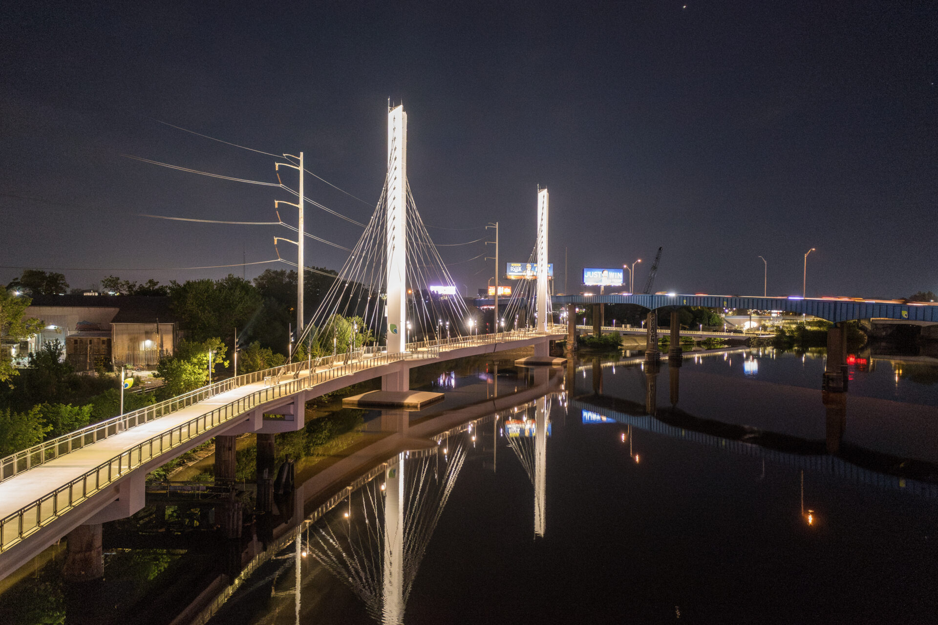 Curved precast concrete girders were used for the Schuylkill River Bridge Trail