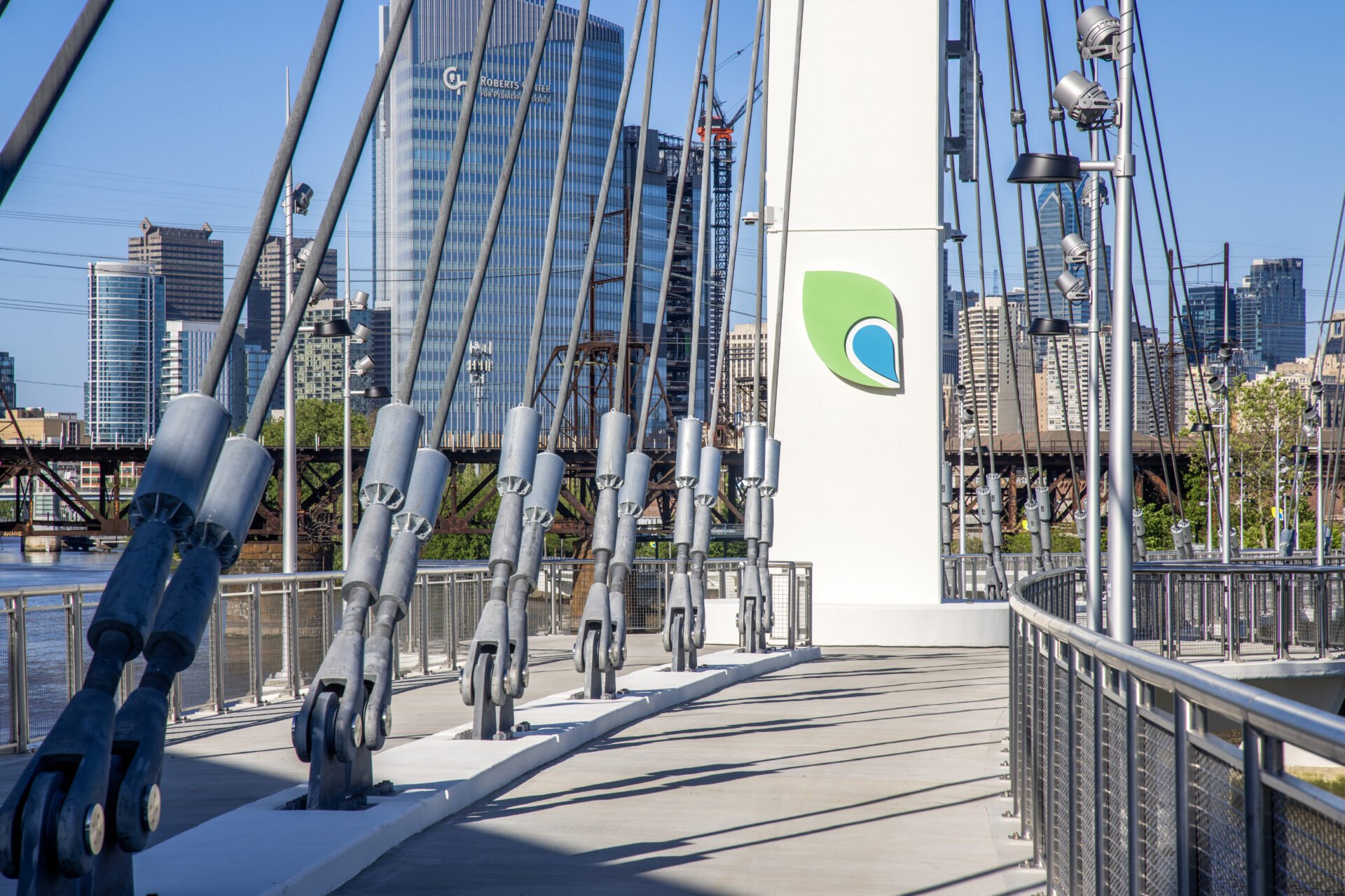 Curved precast concrete girders were used for the Schuylkill River Bridge Trail