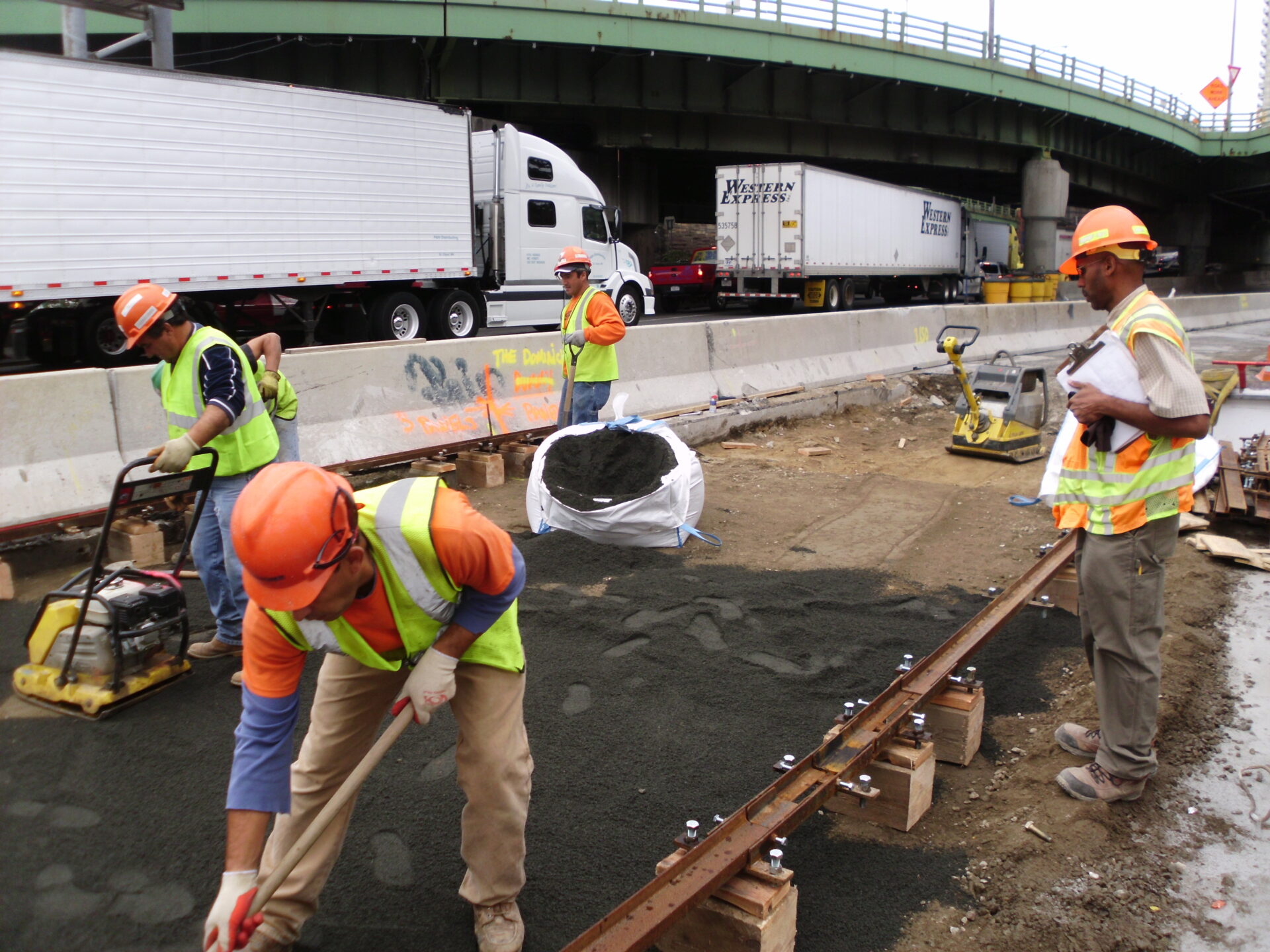 Overnight installation of precast concrete pavement panels